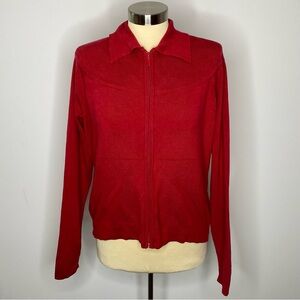 Ideology Red Zip Front Collared Cardigan Sweater